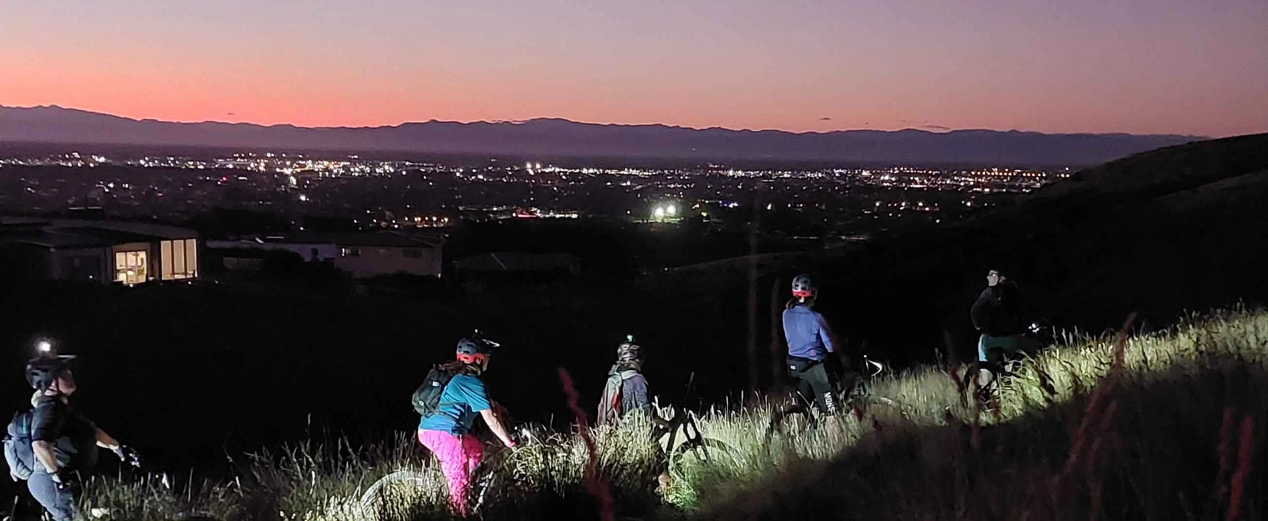 Group night riding at Halswell Quarry